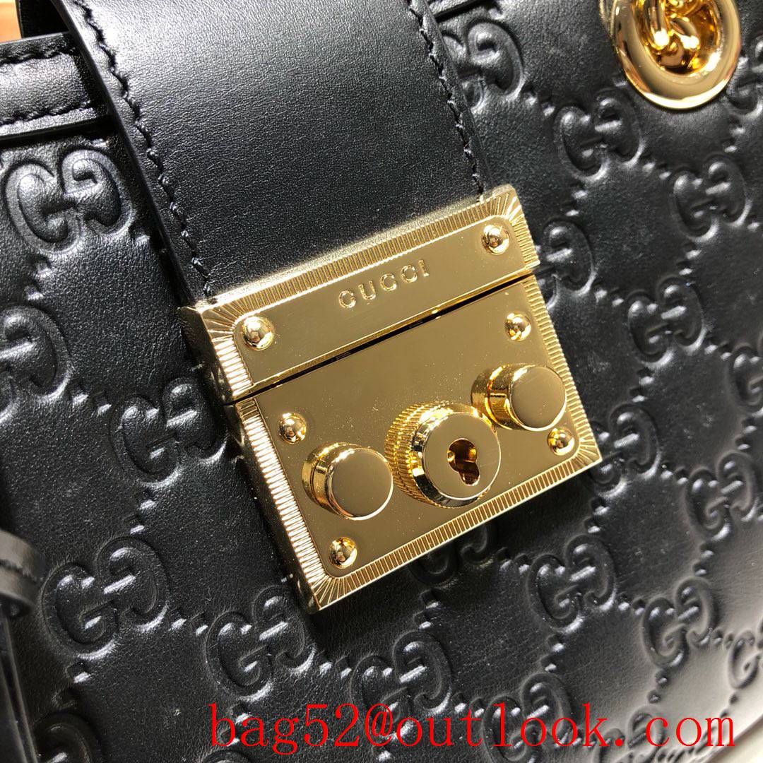 Gucci Padlock GG Signature Small black real leather Shoulder Bag