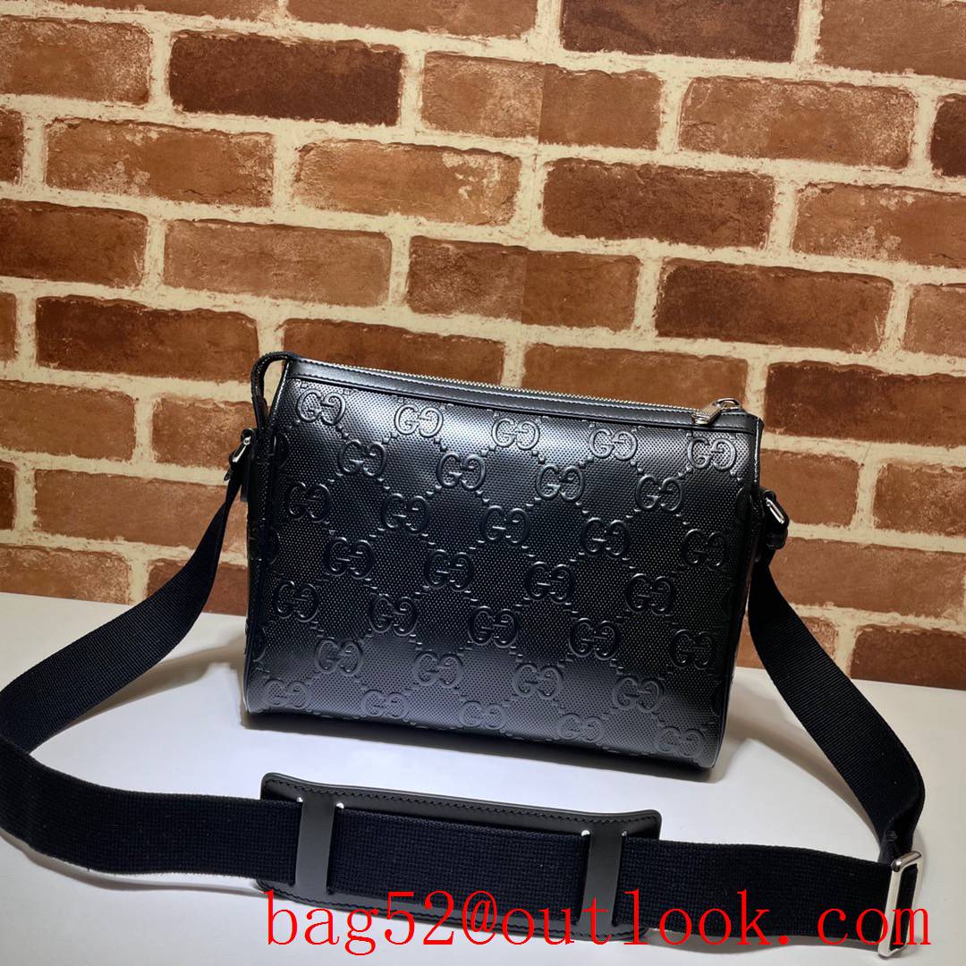 Gucci Signature GG black calfskin Messenger shoulder Bag