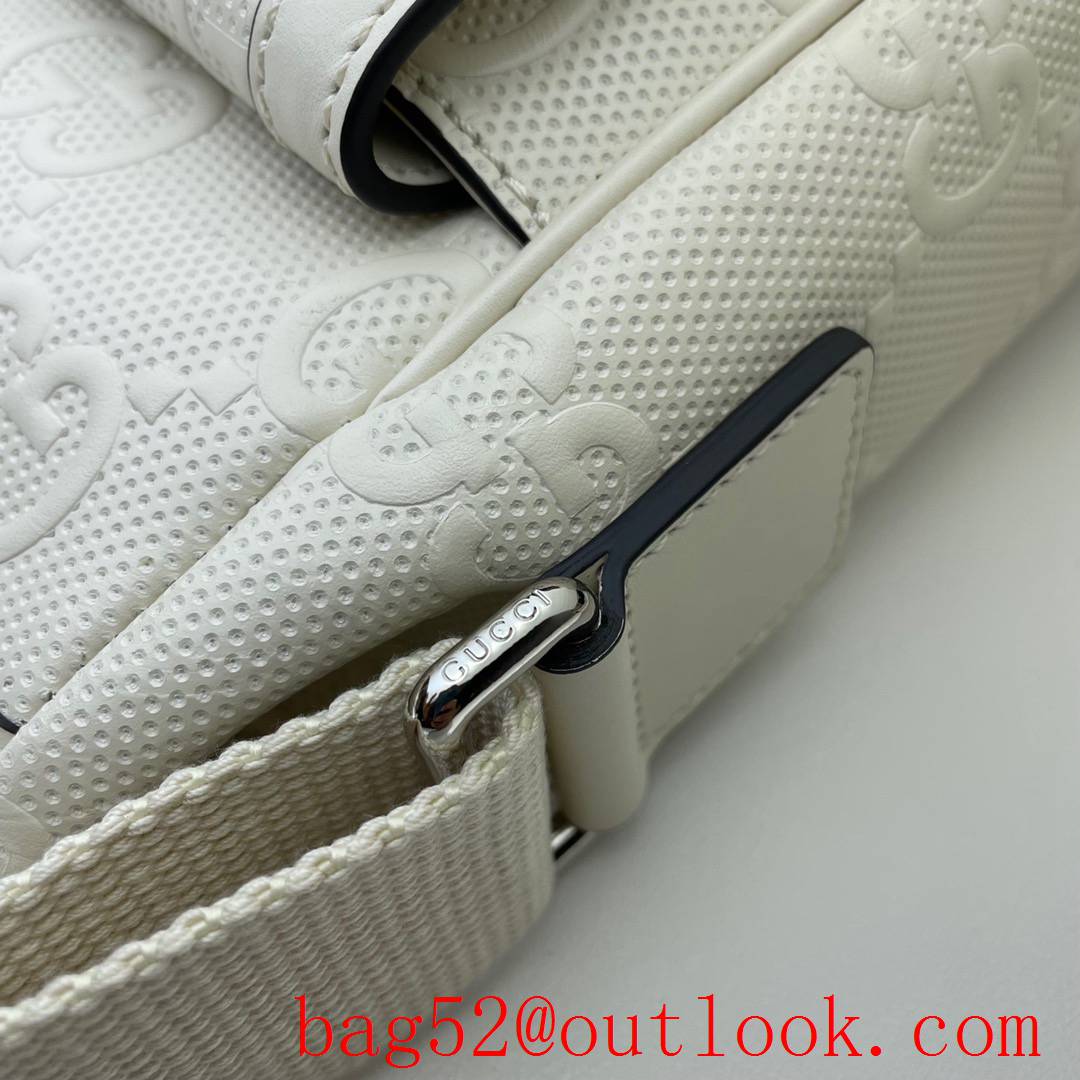 Gucci Signature GG white calfskin Messenger shoulder Bag