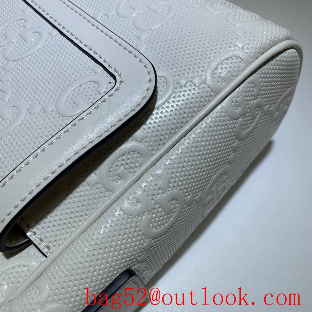 Gucci Signature GG white calfskin Messenger shoulder Bag