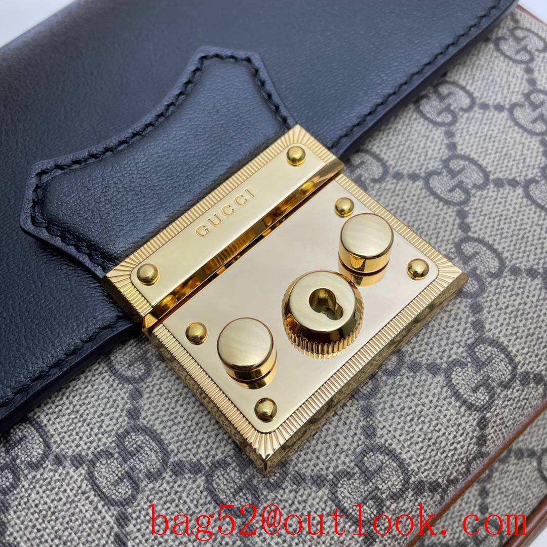 Gucci Padlock tri-black v leather Shoulder Bag 