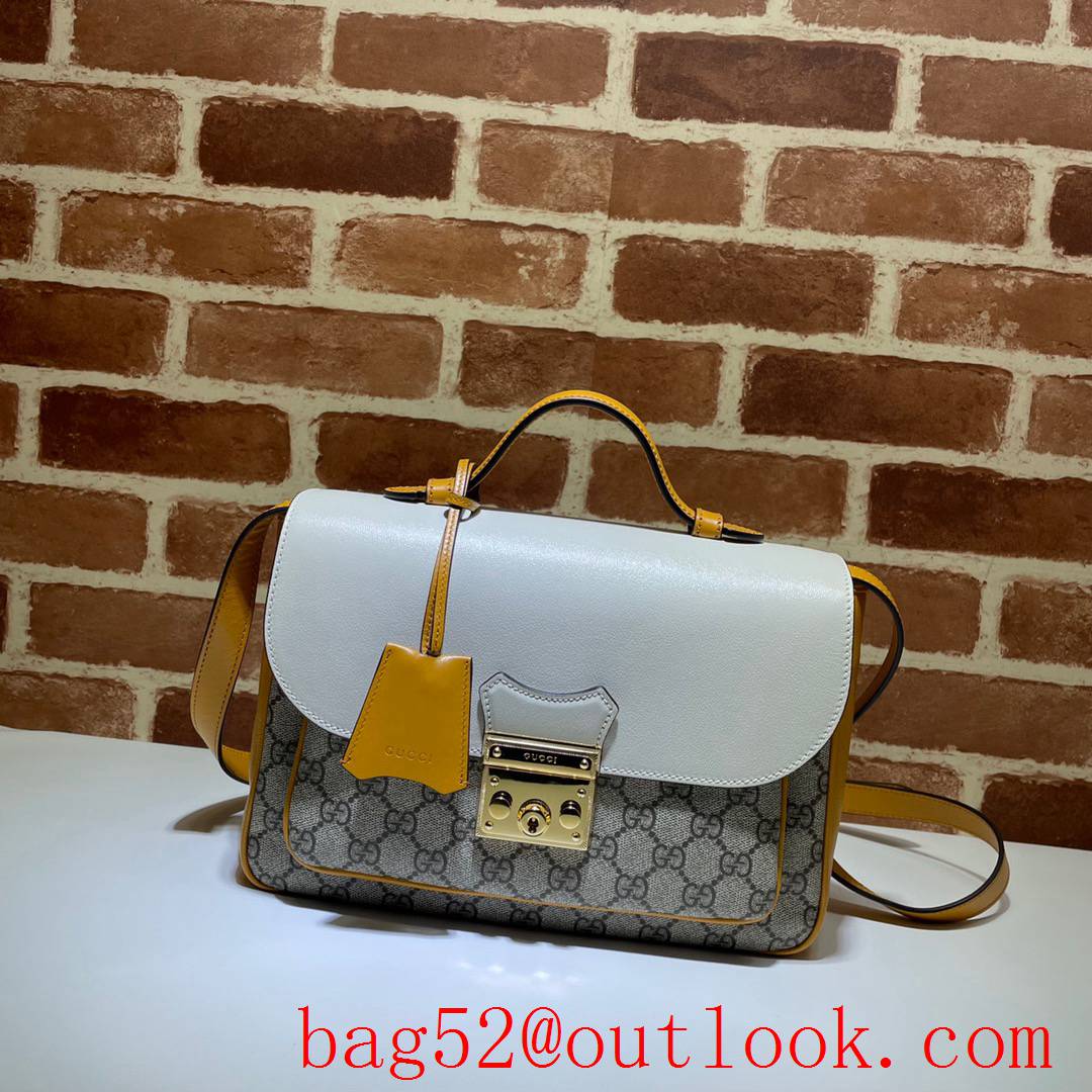 Gucci Padlock tri-white v leather Shoulder Bag