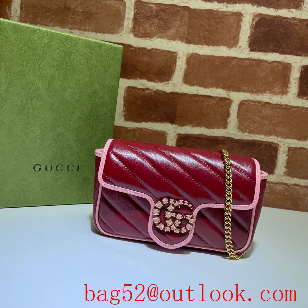 Gucci Marmont GG Mini calfskin wine Shoulder Bag
