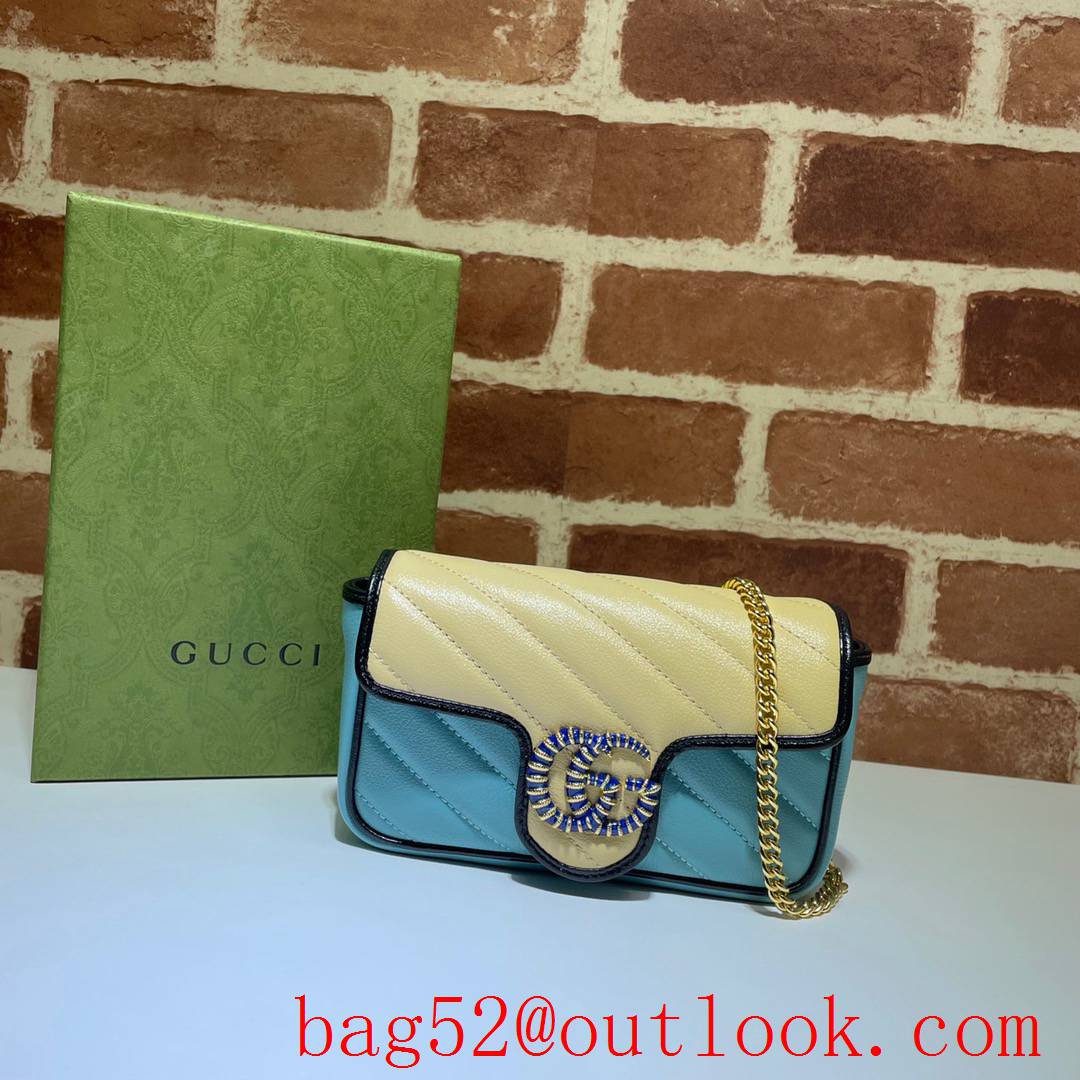 Gucci Marmont GG Mini calfskin beige v blue Shoulder Bag