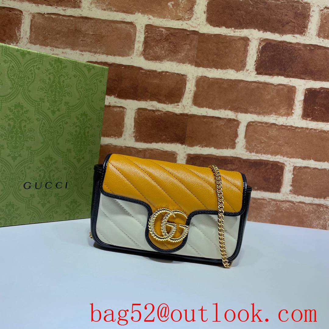 Gucci Marmont GG Mini calfskin yellow-white Shoulder Bag