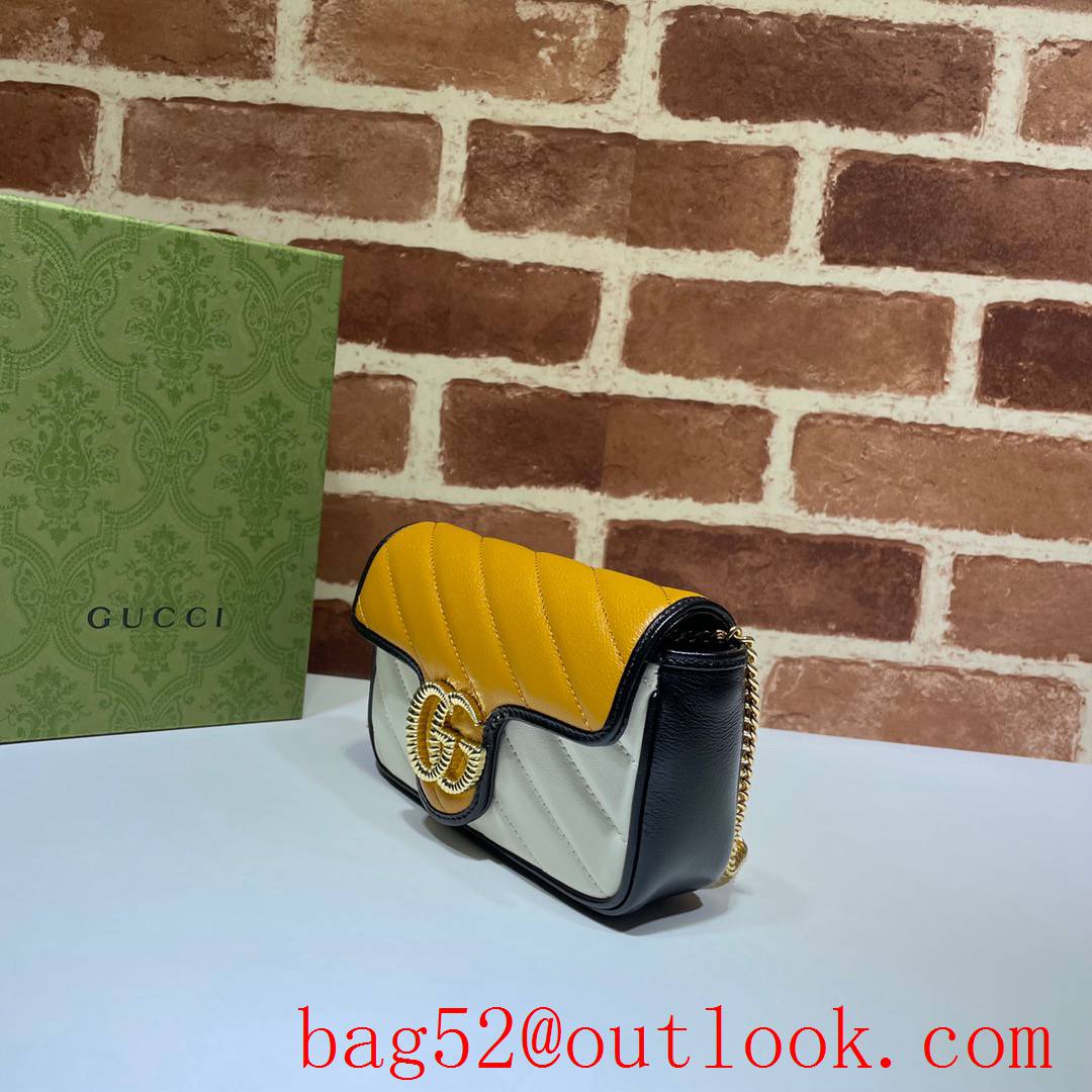 Gucci Marmont GG Mini calfskin yellow-white Shoulder Bag