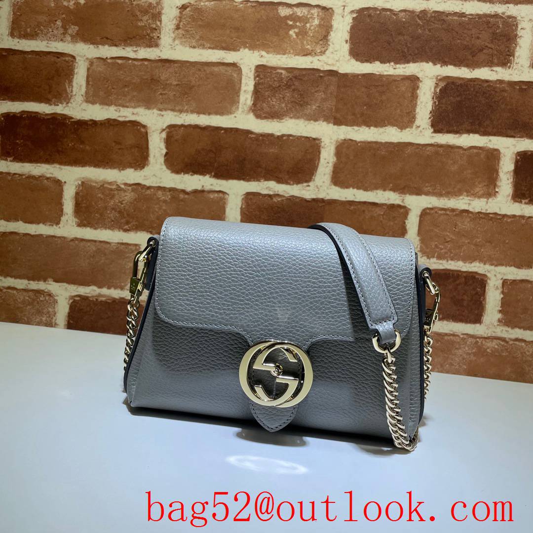 Gucci GG Small gray Grained calfskin Shoulder Bag purse