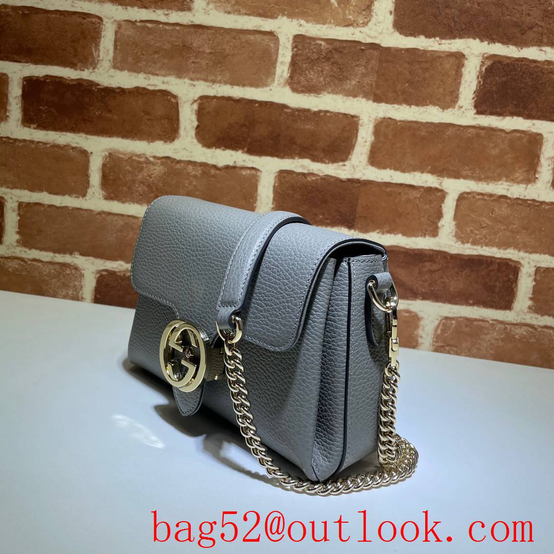 Gucci GG Small gray Grained calfskin Shoulder Bag purse