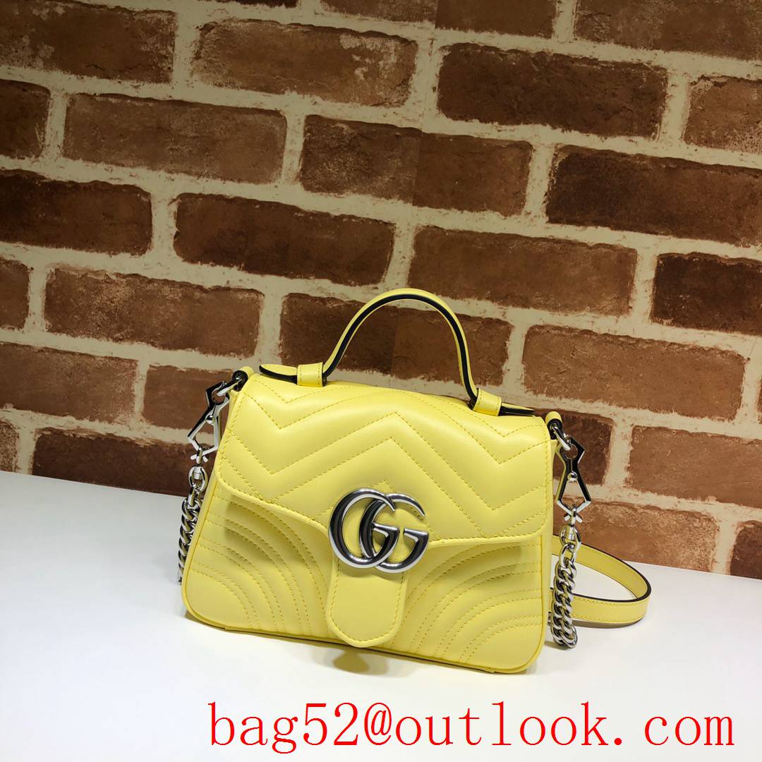 Gucci Marmont yellow GG Mini real leather Shoulder tote Bag