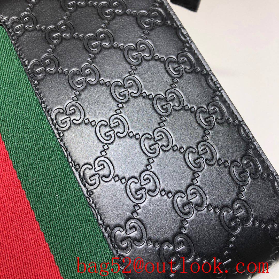 Gucci GG black leather Signature Ophidia Men Clutch bag purse