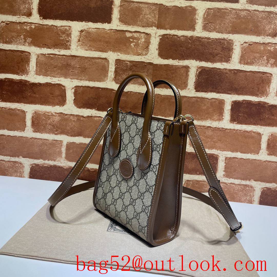 Gucci GG Retro brown Mini Tote shoulder Bag