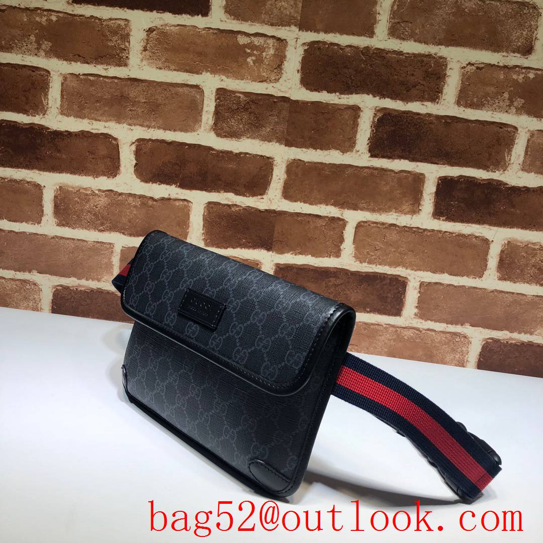 Gucci black GG Supreme Men Belt Bag Purse