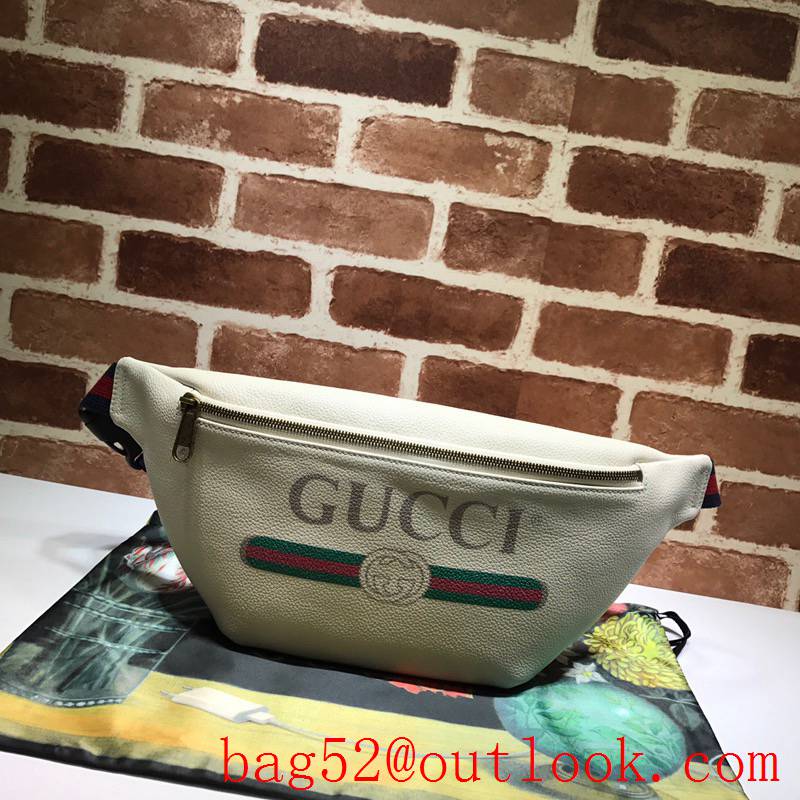 Gucci cream Calfskin GG Logo Belt Bag Purse