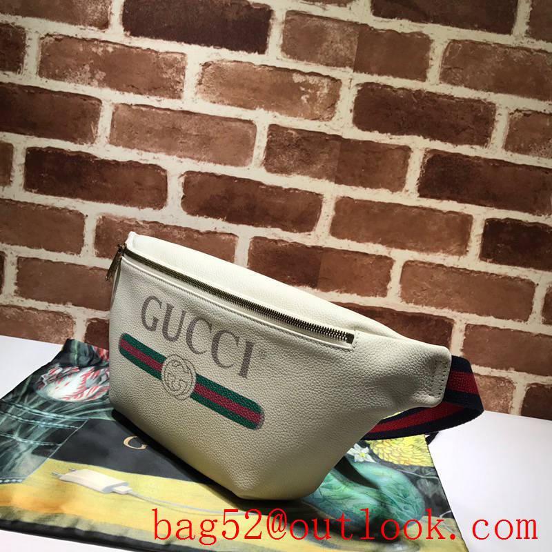 Gucci cream Calfskin GG Logo Belt Bag Purse