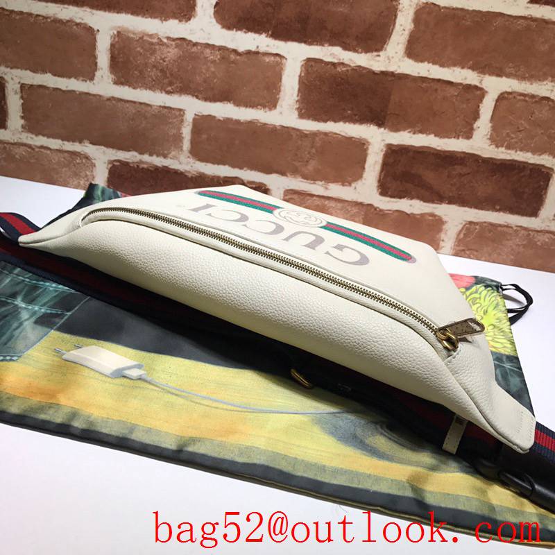 Gucci cream Calfskin GG Logo Belt Bag Purse