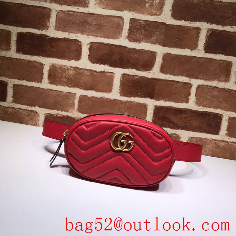Gucci Marmont GG DSVRT red real leather Belt Bag Purse