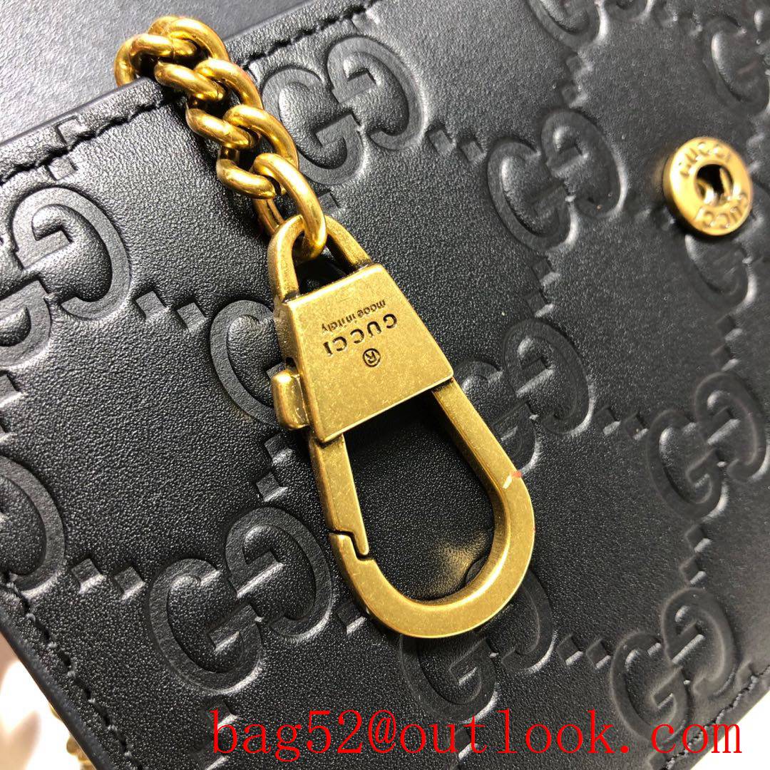 Gucci GG Signature Cherry black real leather Mini Chain shoulder Bag