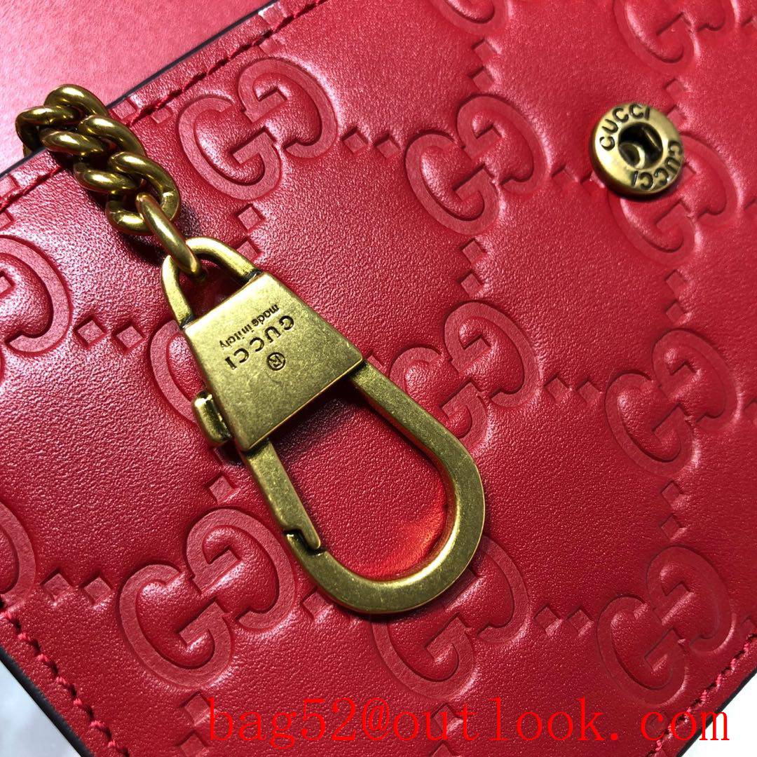 Gucci GG Signature Cherry red real leather Mini Chain shoulder Bag