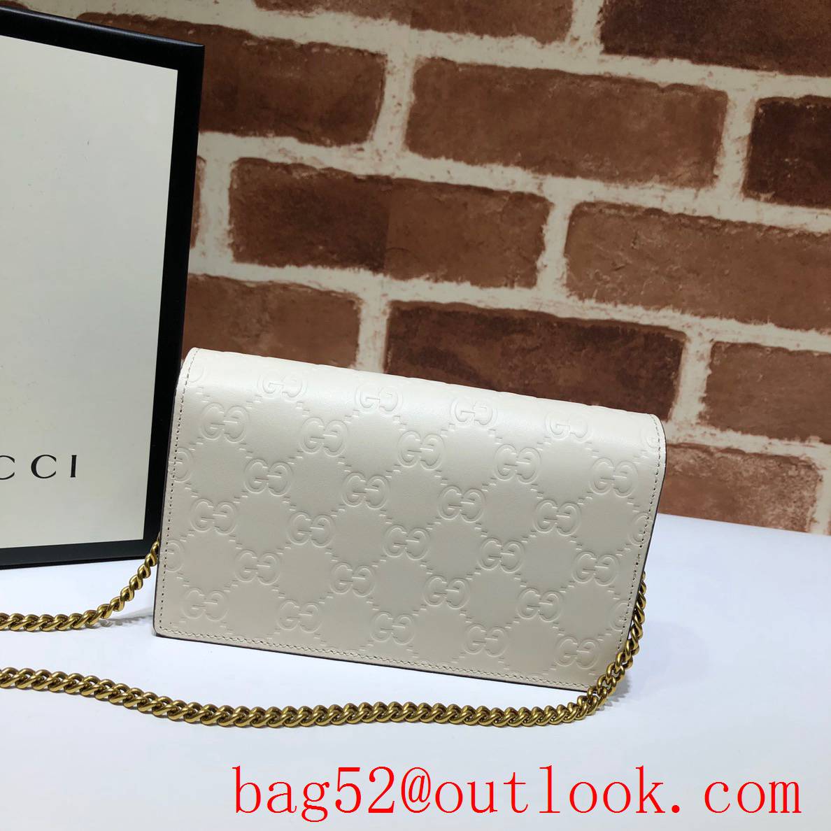 Gucci GG Signature Cherry cream real leather Mini Chain shoulder Bag