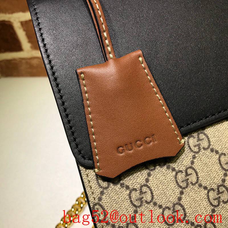 Gucci Padlock large chain tri-black Signature Shoulder Bag