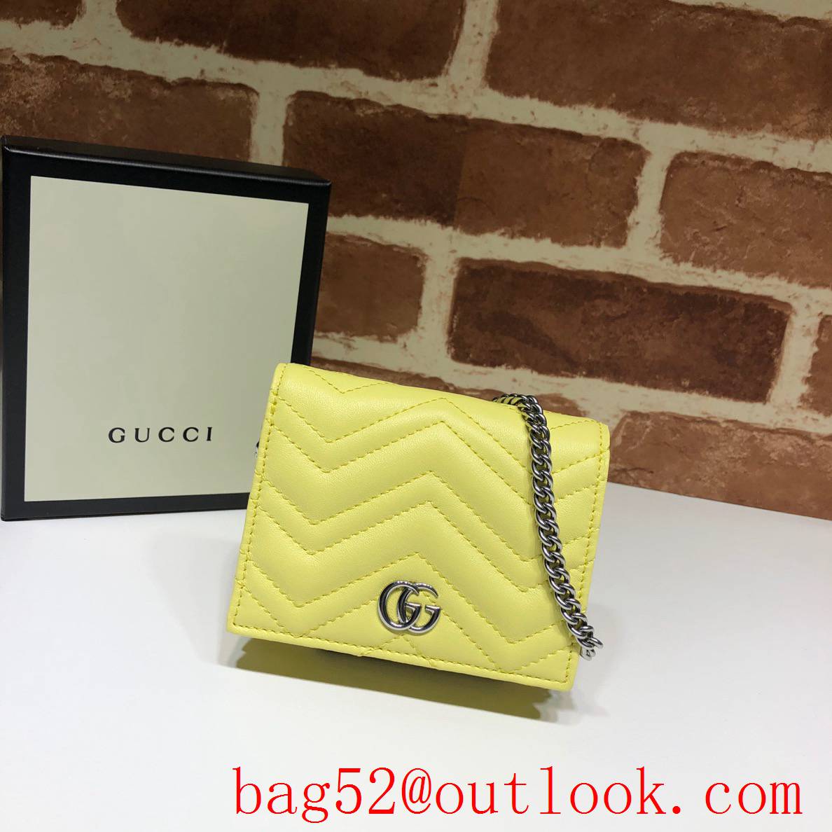 Gucci GG Marmont yellow small Card Holder Wallet Purse