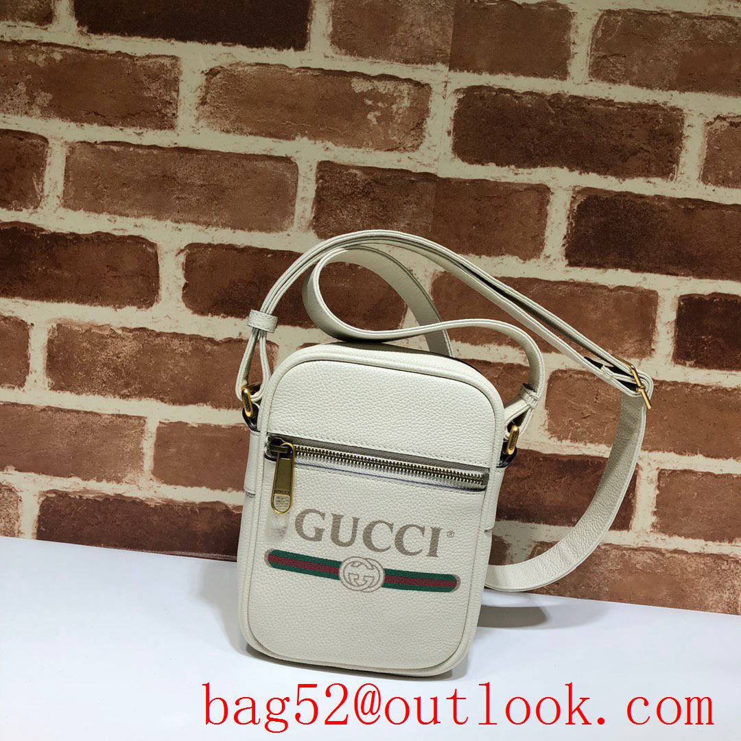 Gucci Logo men cream calfskin Shoulder Bag purse