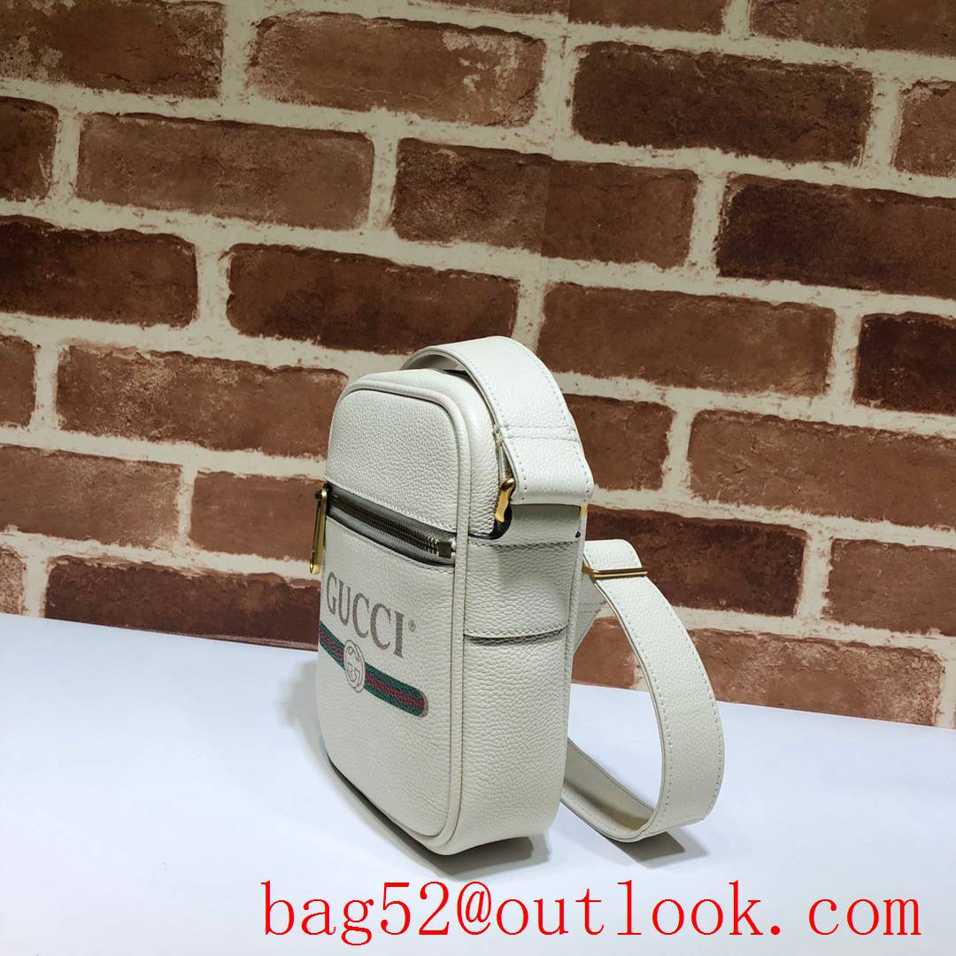 Gucci Logo men cream calfskin Shoulder Bag purse