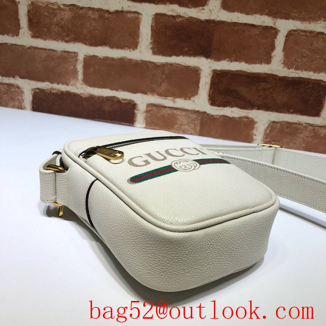 Gucci Logo men cream calfskin Shoulder Bag purse