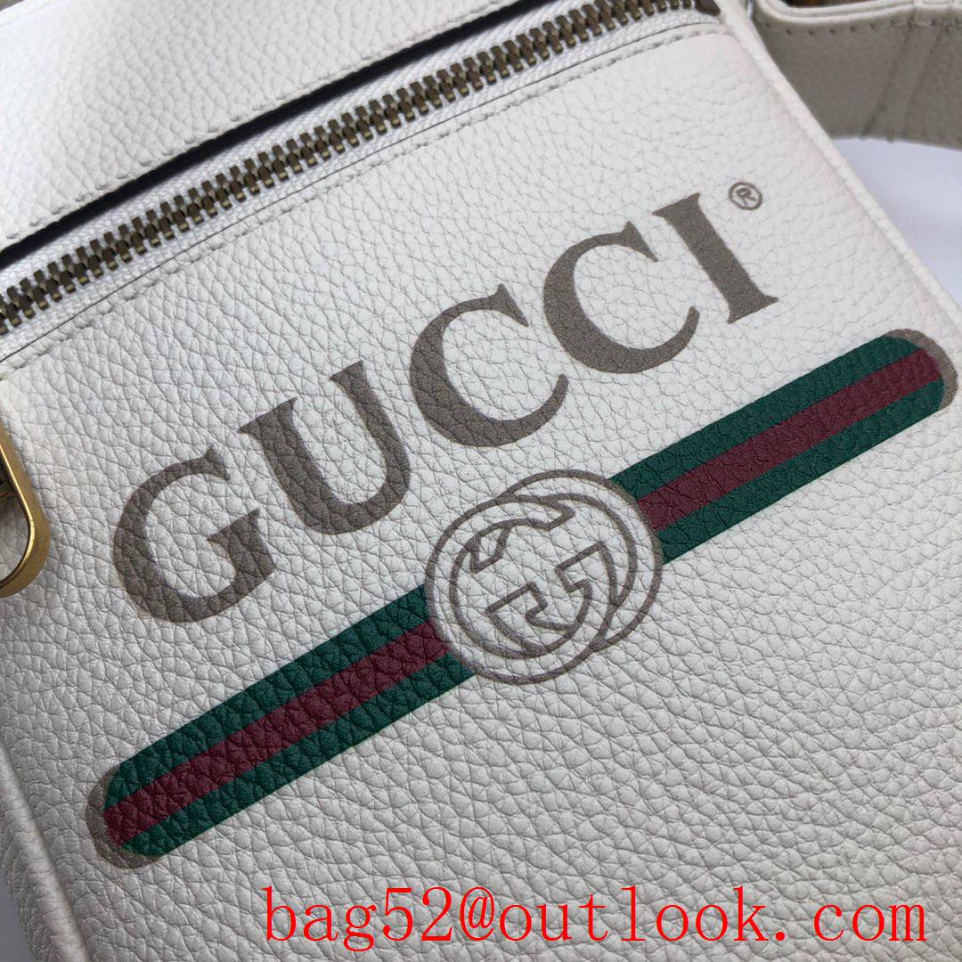 Gucci Logo men cream calfskin Shoulder Bag purse