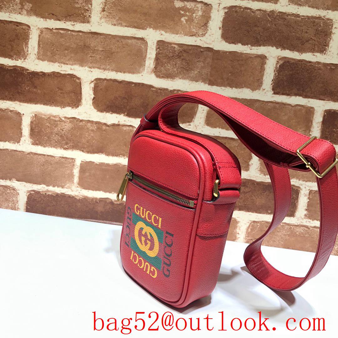 Gucci Logo men red calfskin Shoulder Bag purse