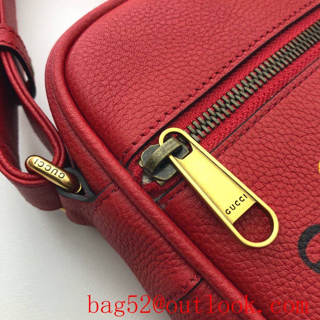 Gucci Logo men red calfskin Shoulder Bag purse