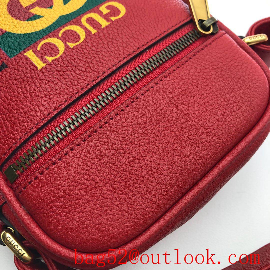 Gucci Logo men red calfskin Shoulder Bag purse