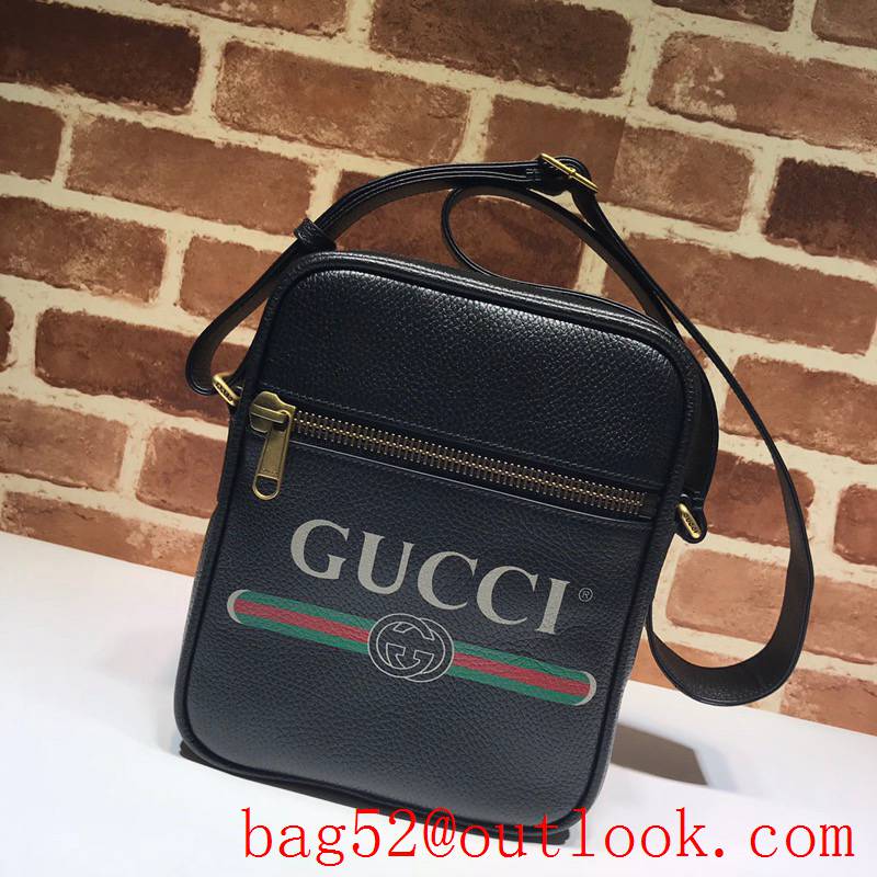 Gucci Print black calfskin Messenger shoulder Bag