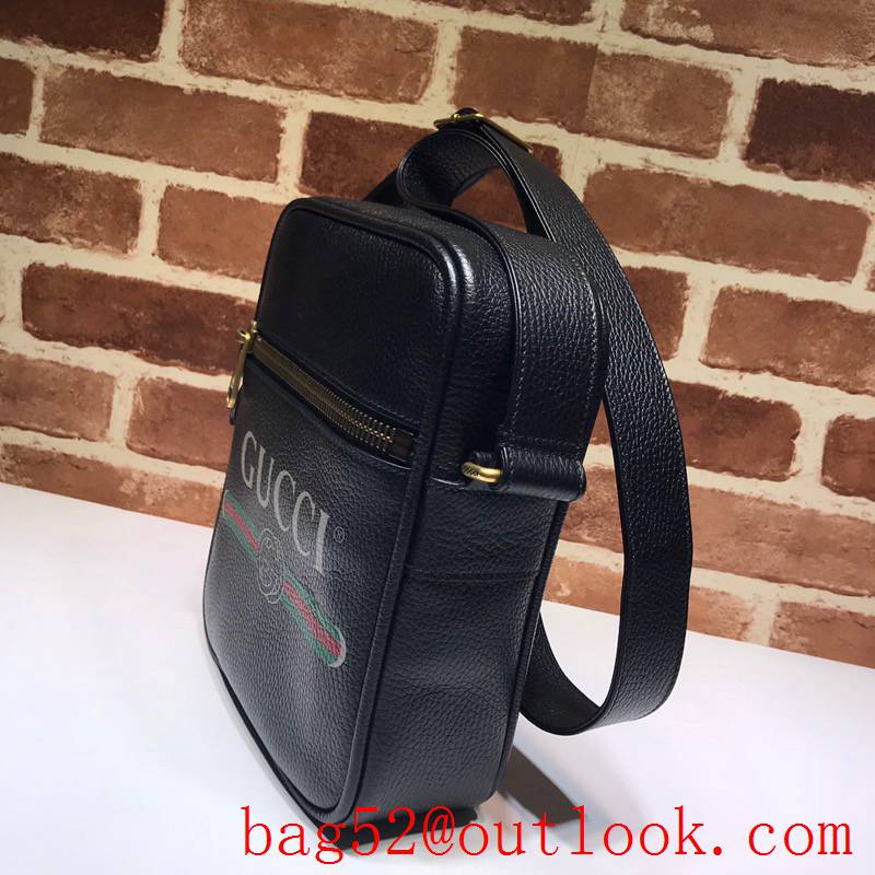 Gucci Print black calfskin Messenger shoulder Bag