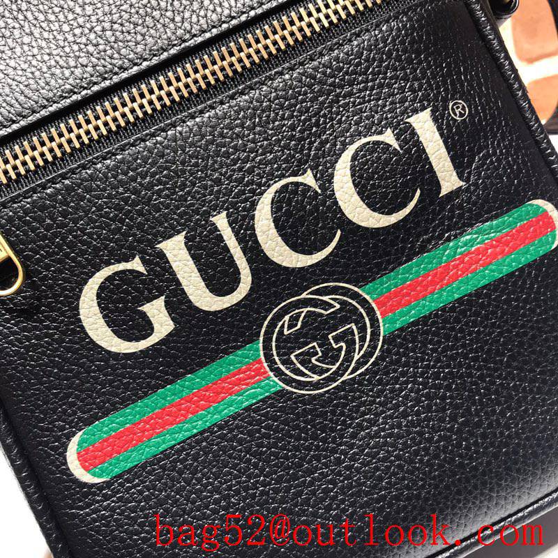 Gucci Print black calfskin Messenger shoulder Bag