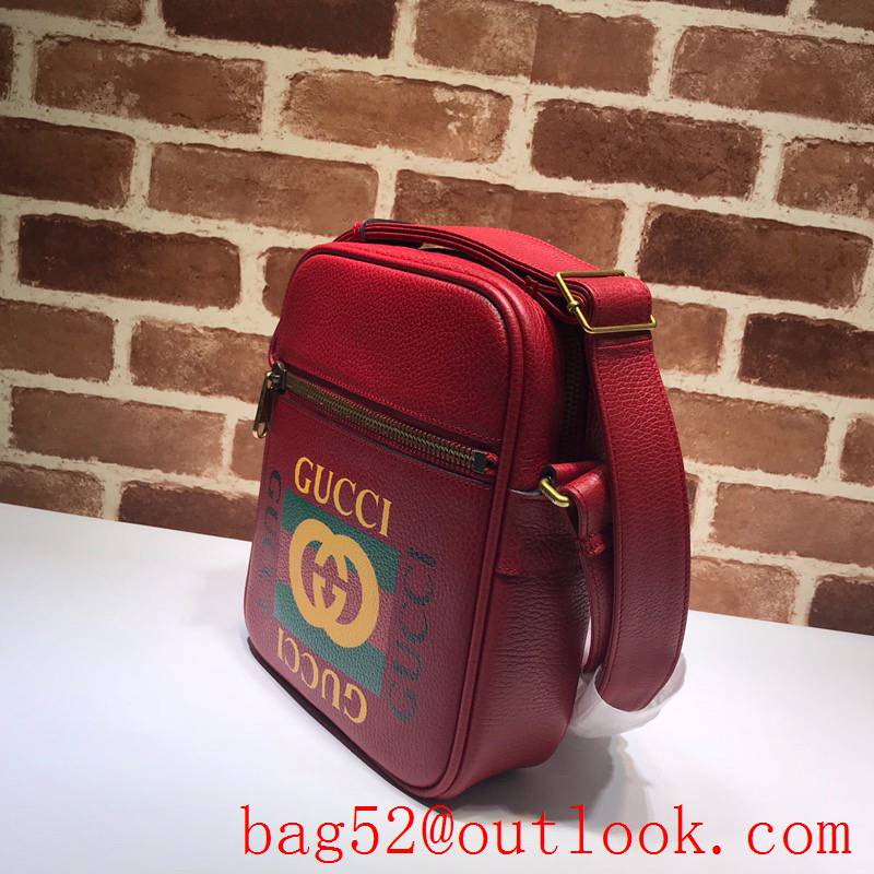 Gucci Print red calfskin Messenger shoulder Bag