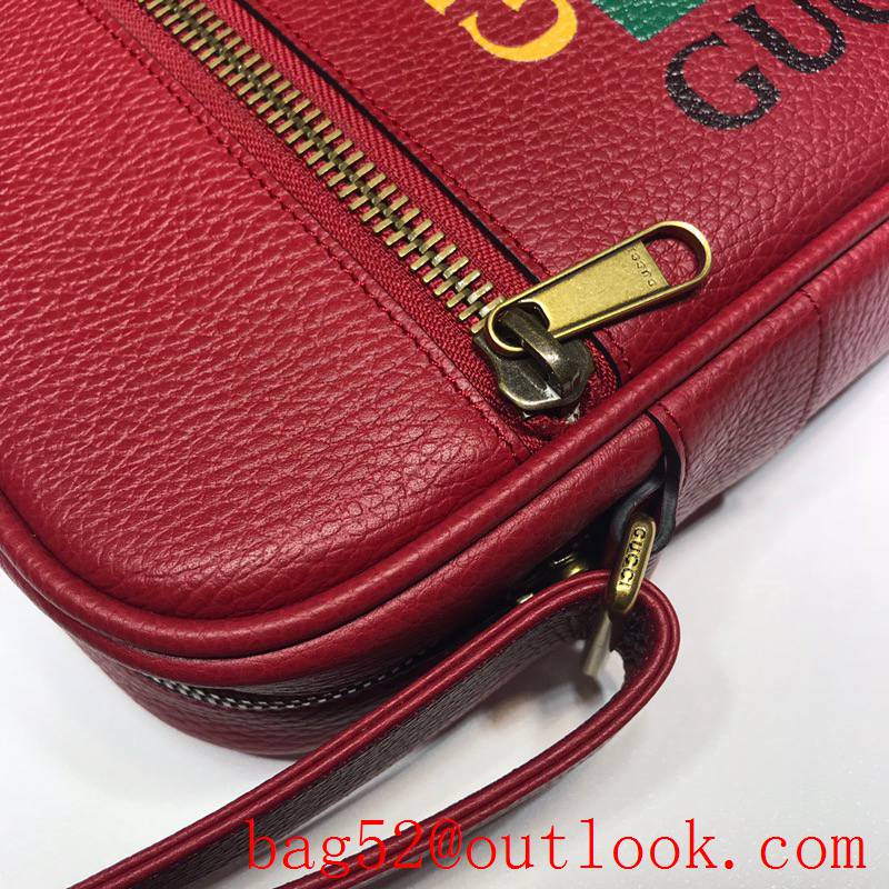 Gucci Print red calfskin Messenger shoulder Bag