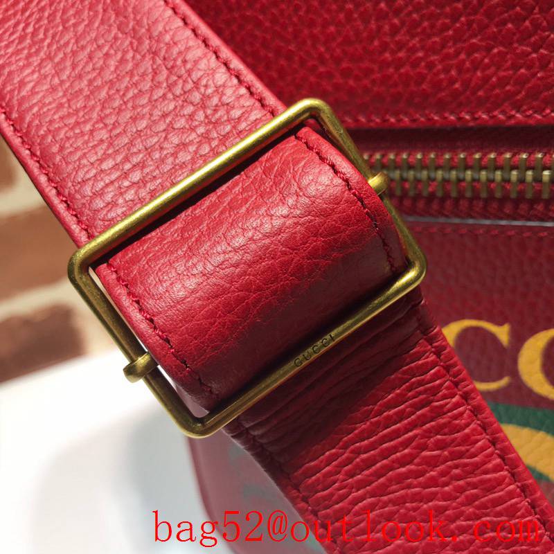 Gucci Print red calfskin Messenger shoulder Bag