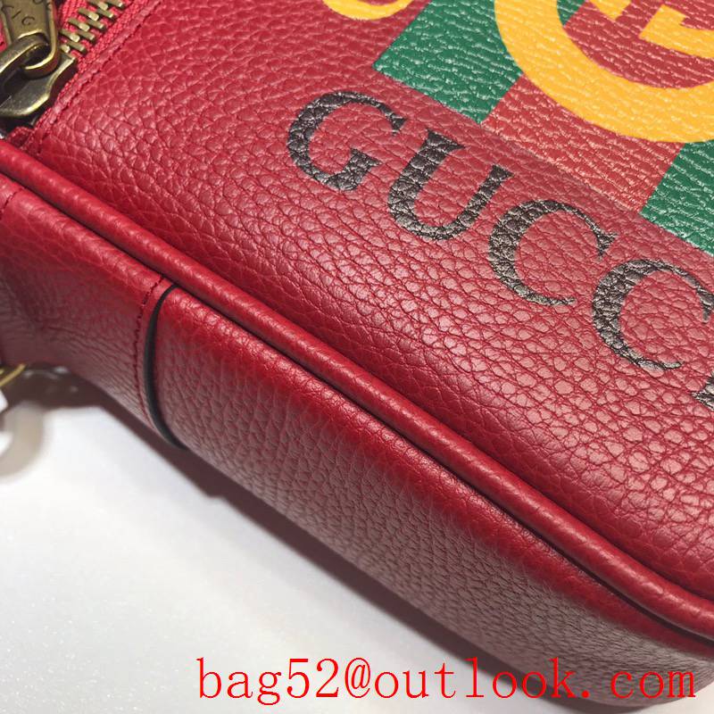 Gucci Print red calfskin Messenger shoulder Bag