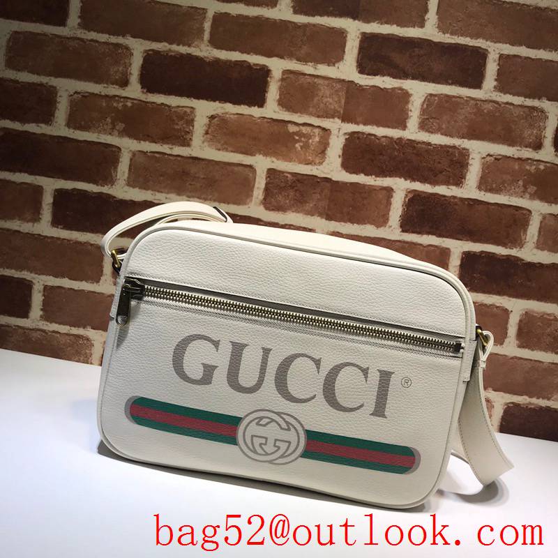 Gucci Print Logo cream large Real Leather Shoulder Bag purse