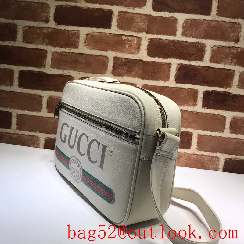 Gucci Print Logo cream large Real Leather Shoulder Bag purse