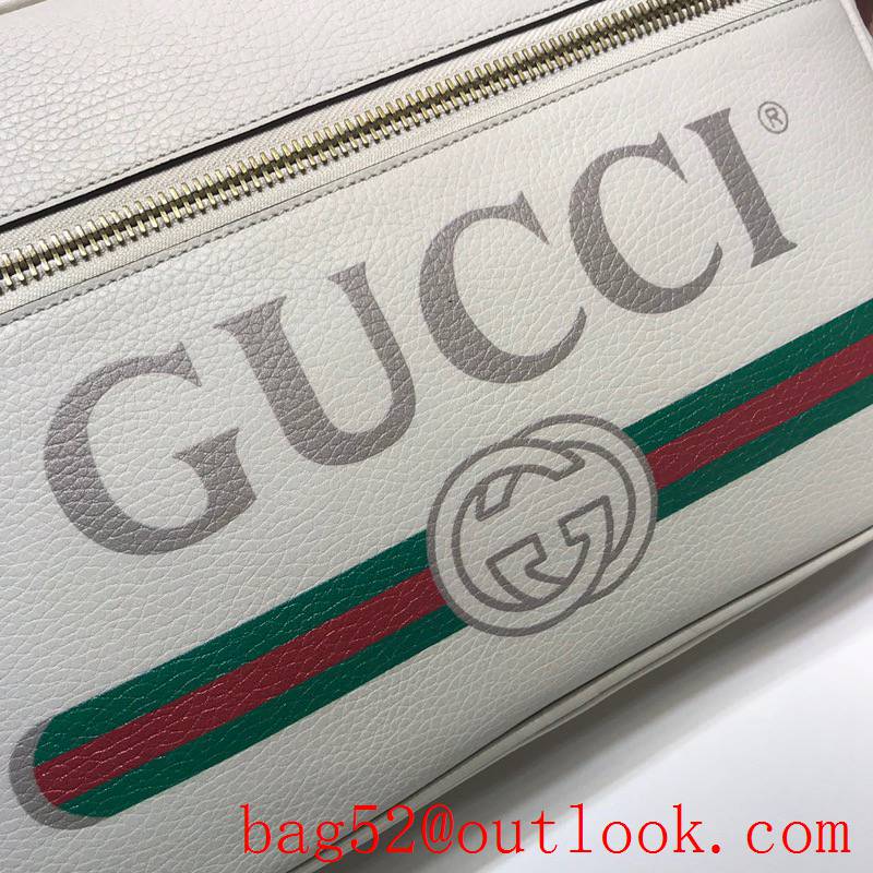 Gucci Print Logo cream large Real Leather Shoulder Bag purse