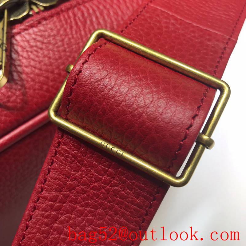 Gucci Print Logo red large Real Leather Shoulder Bag purse