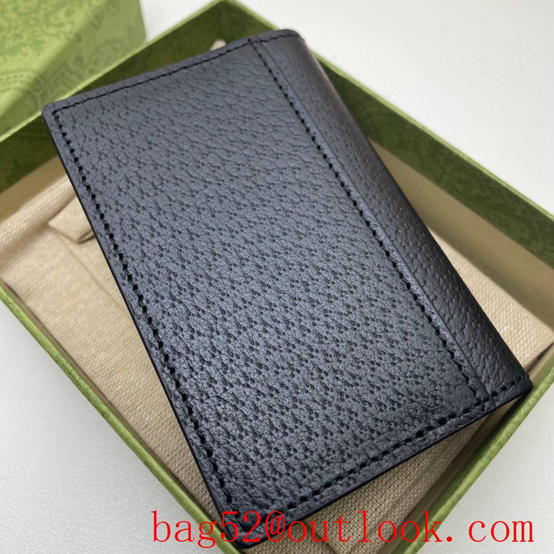 Gucci GG small black Real Leather Men Card Holder Wallet Purse