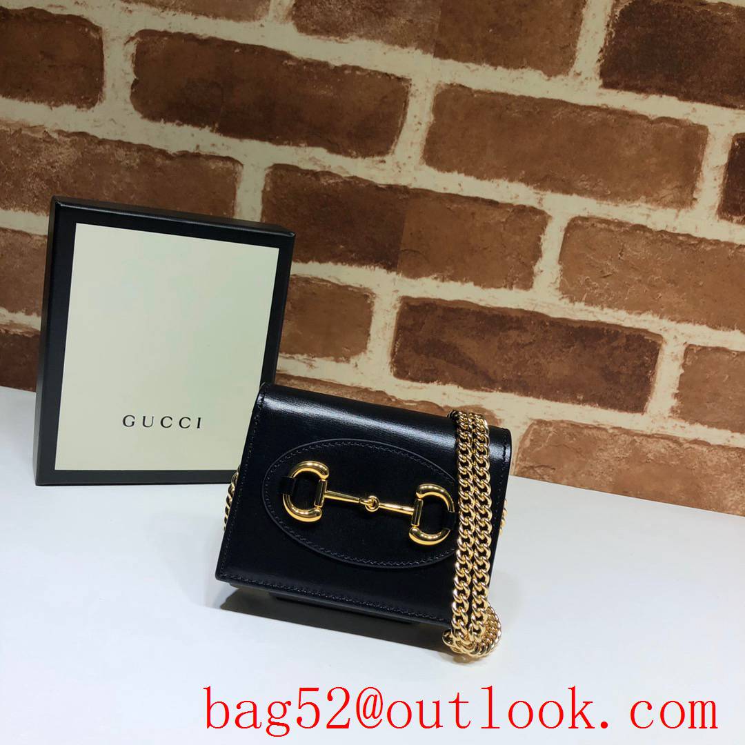 Gucci Horsebit 1955 black Calfskin Wallet chain Coin Purse