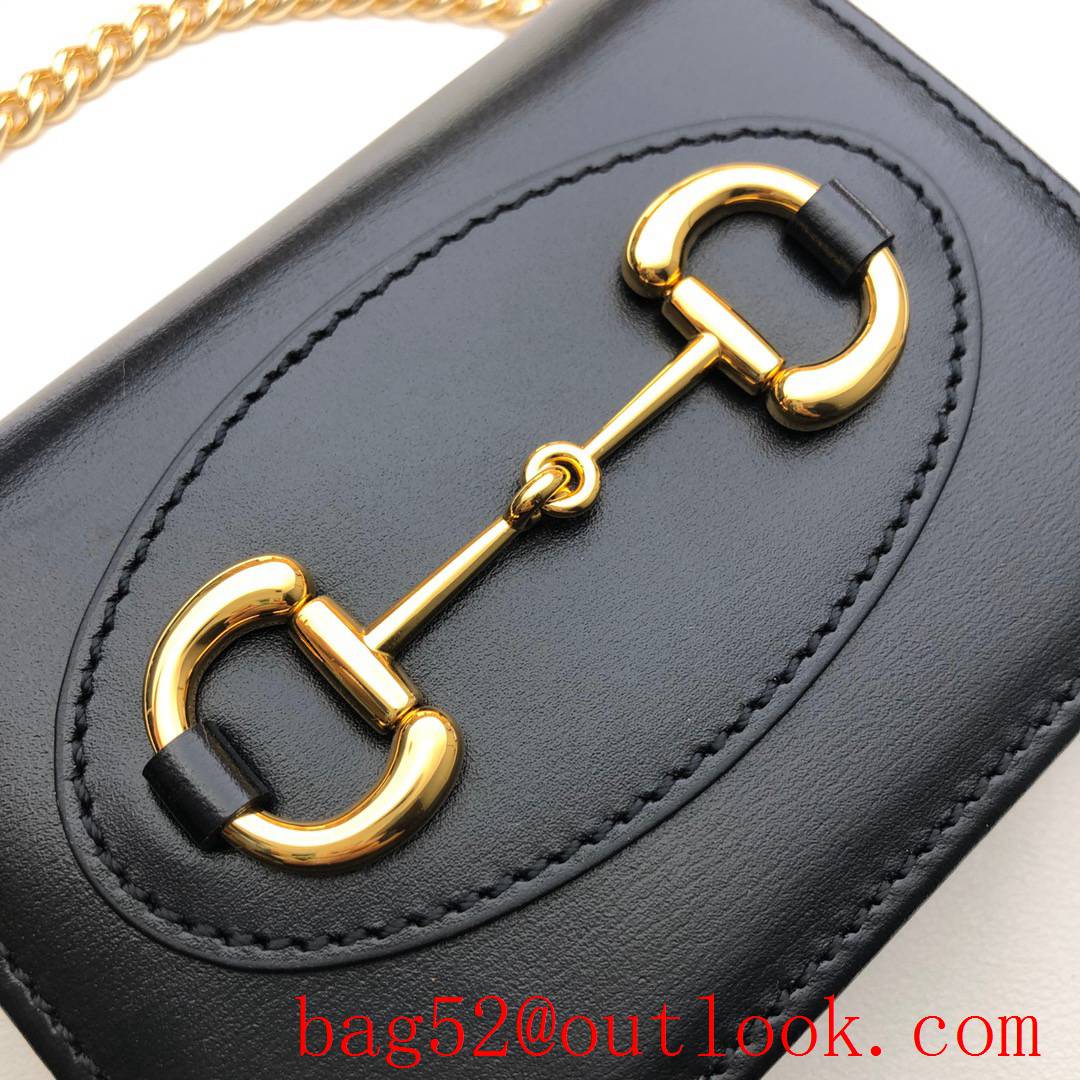 Gucci Horsebit 1955 black Calfskin Wallet chain Coin Purse