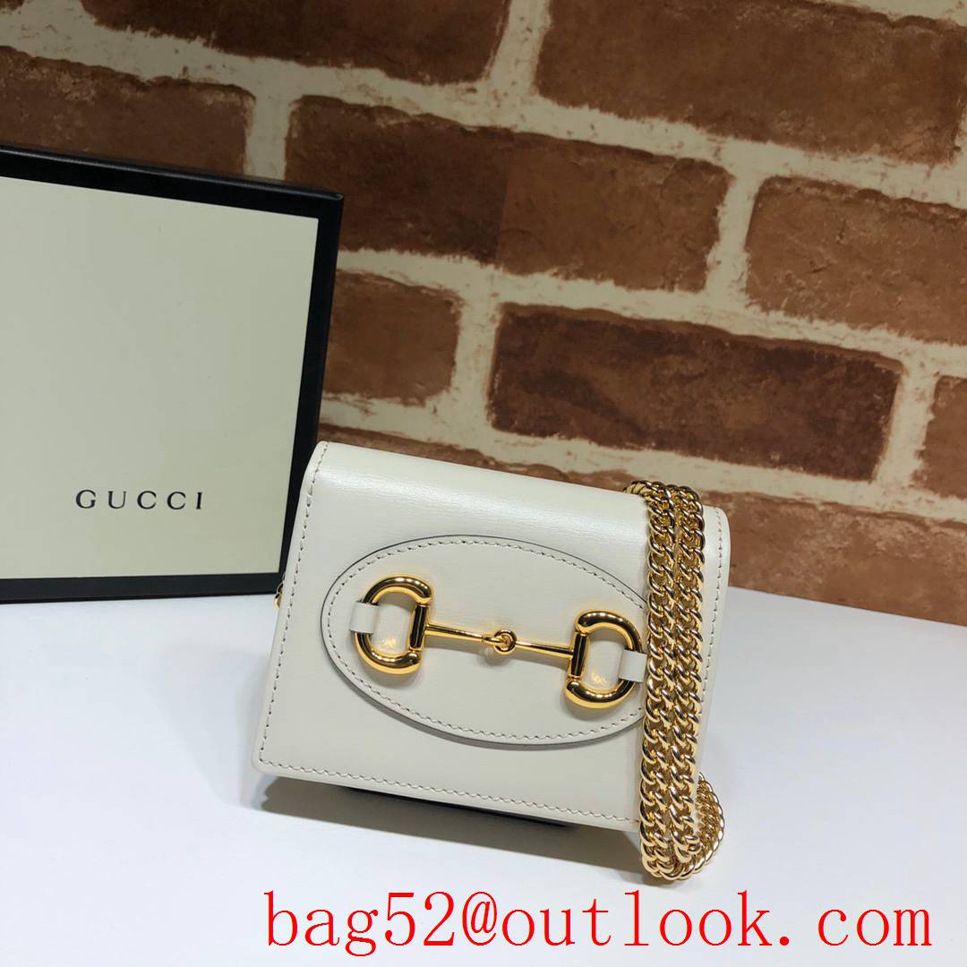 Gucci Horsebit 1955 cream Calfskin Wallet chain Coin Purse