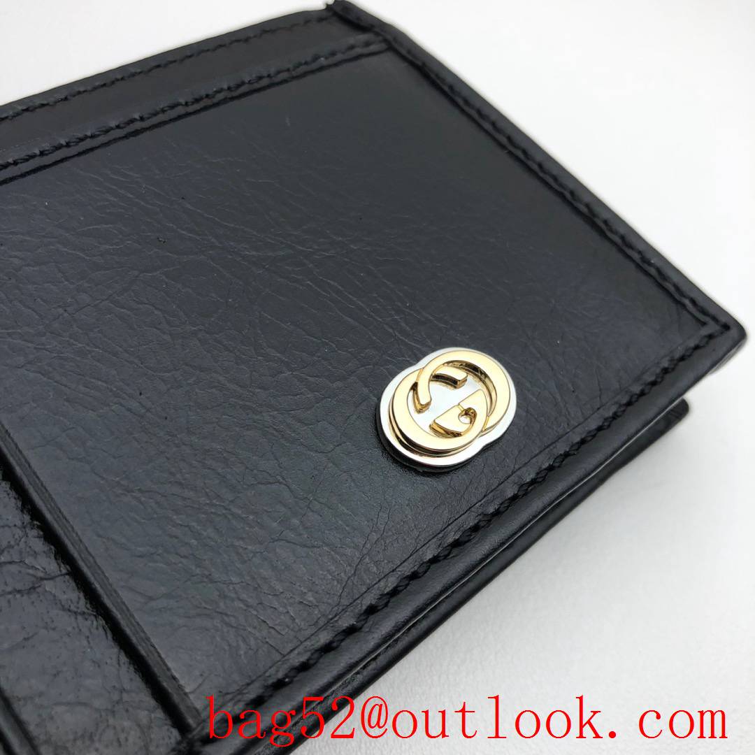 Gucci small GG black Calfskin Card Holder Wallet Purse