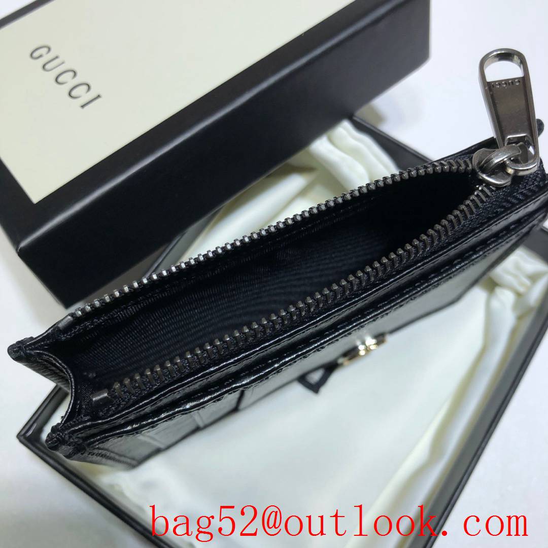 Gucci small GG black Calfskin Card Holder Wallet Purse