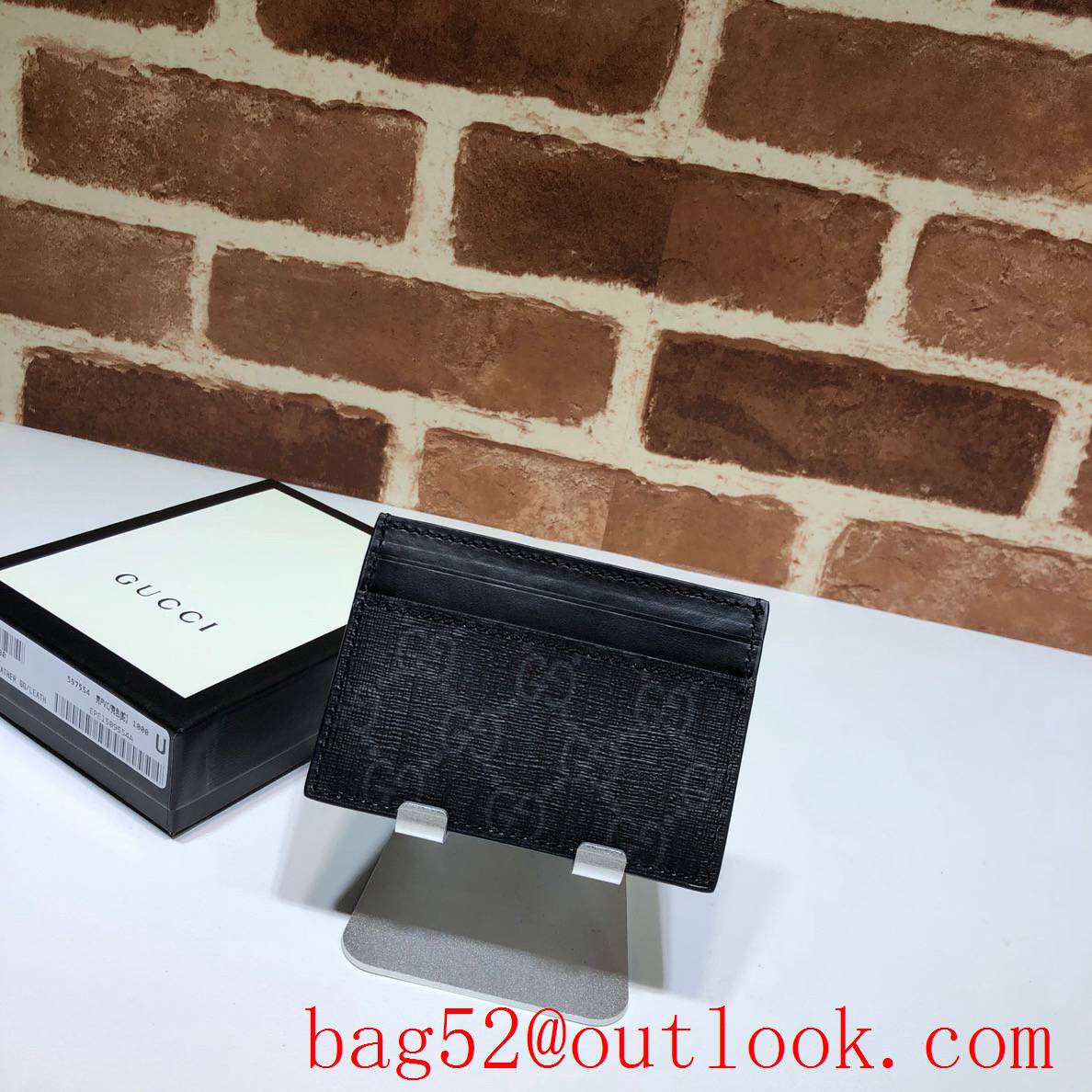 Gucci Print Snake men small black Card Holder Wallet Purse